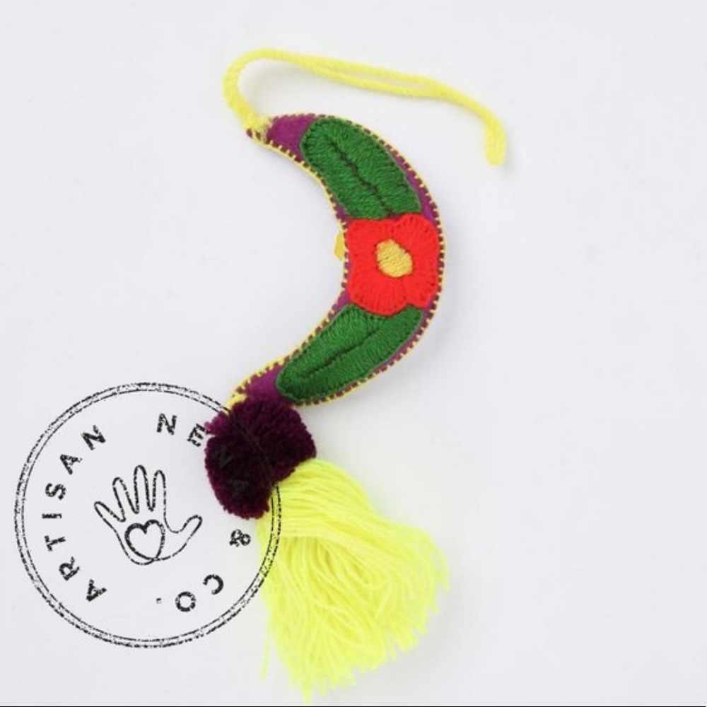 Nena and co mercado mini pom tassel bag charm moon